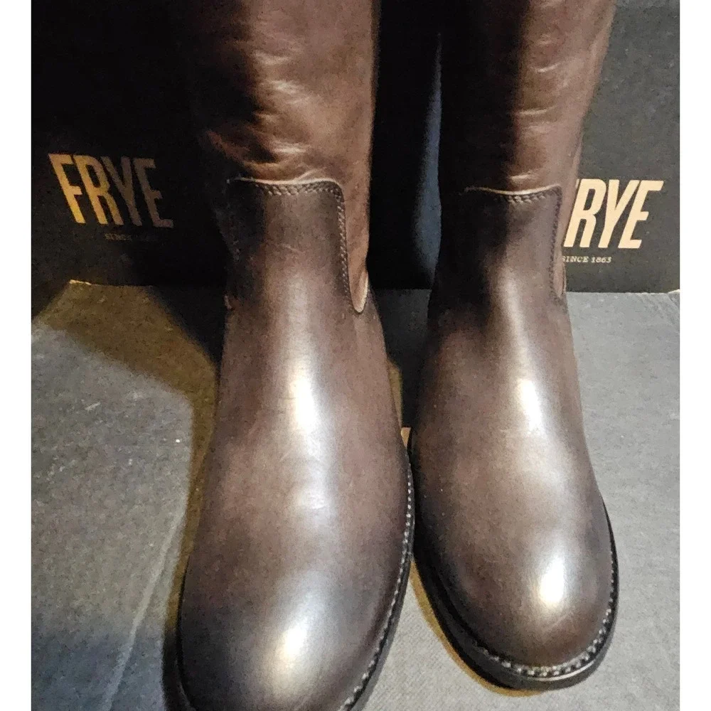 FRYE Melissa Button‎ 2 Knee High Riding Boots Women's Size 5.5M Smoke Leather